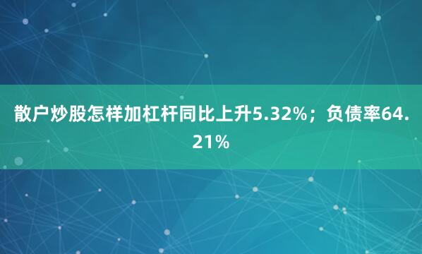 散户炒股怎样加杠杆同比上升5.32%；负债率64.21%
